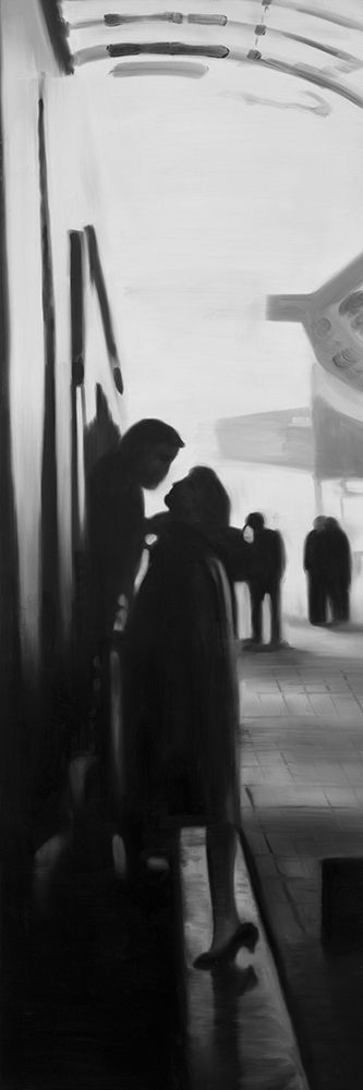 COUPLE AT THE TRAIN STATION art print by Atelier B Art Studio for $57.95 CAD