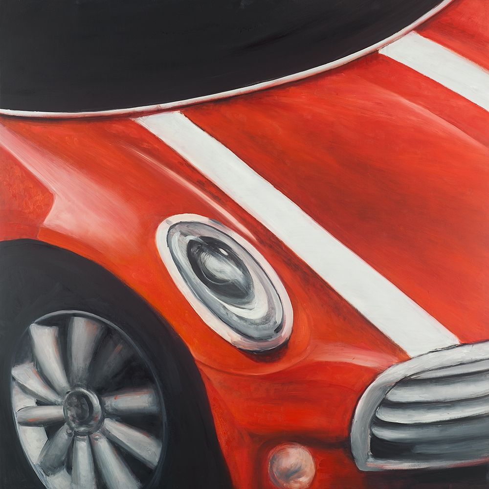 RED CAR WITH WHITE STRIPES CLOSEUP art print by Atelier B Art Studio for $57.95 CAD
