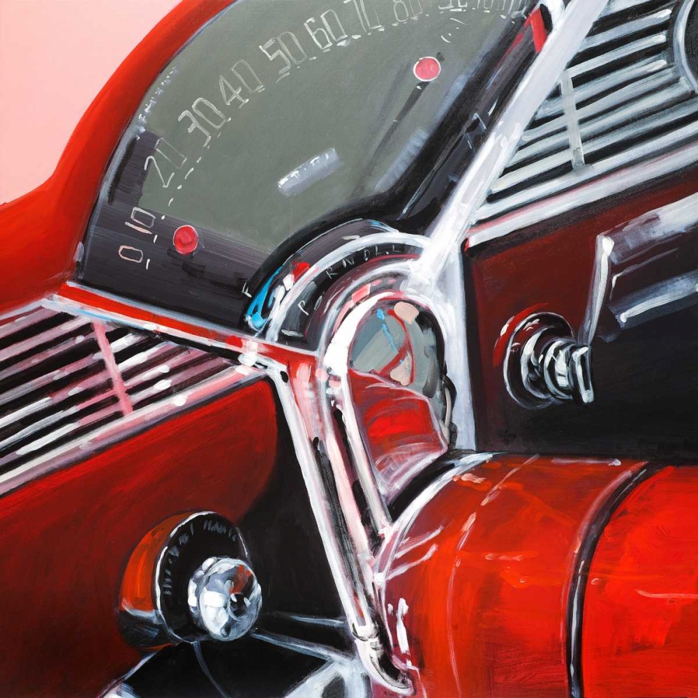 Vintage Red Car Dashboard art print by Atelier B Art Studio for $57.95 CAD