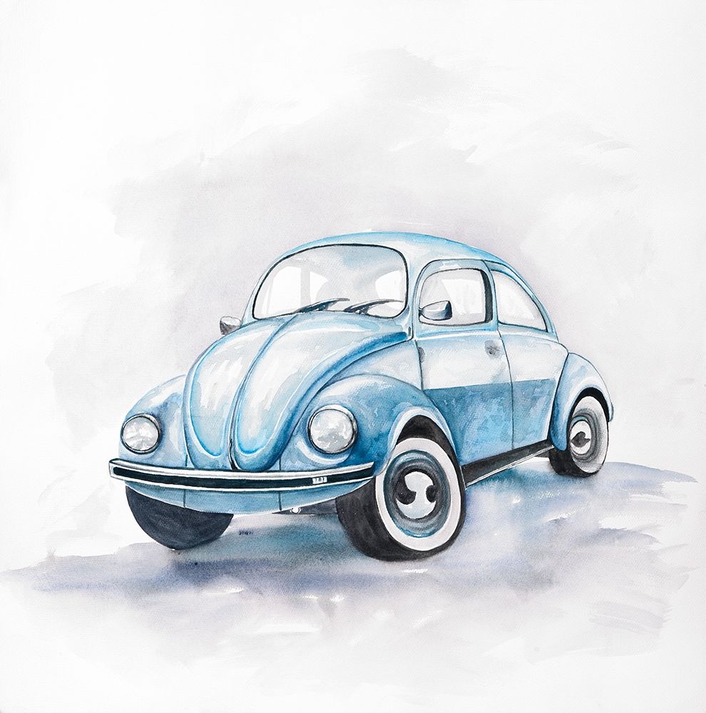 Beetle Blue Car art print by Atelier B Art Studio for $57.95 CAD