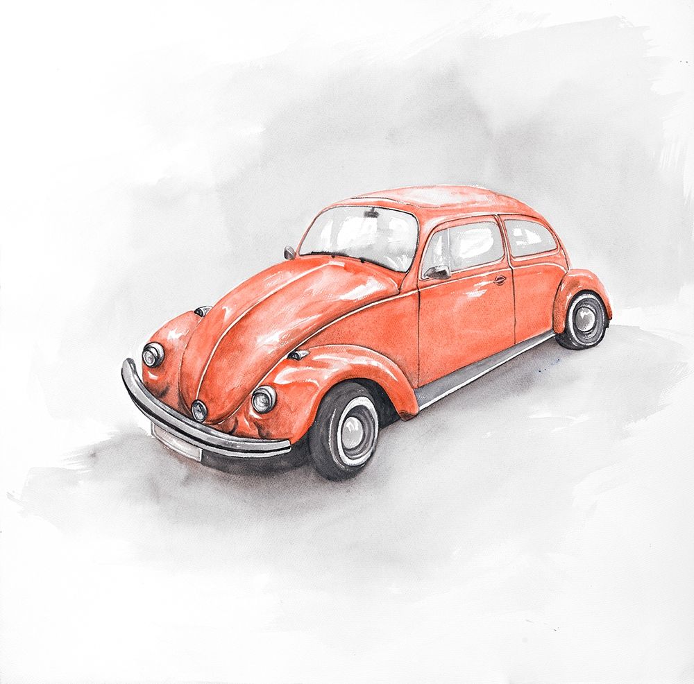 Vintage Red Beetle art print by Atelier B Art Studio for $57.95 CAD