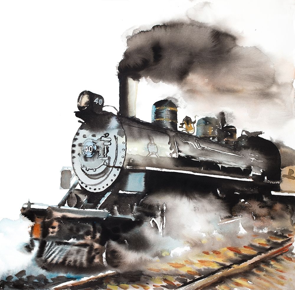 VINTAGE STEAM TRAIN art print by Atelier B Art Studio for $57.95 CAD