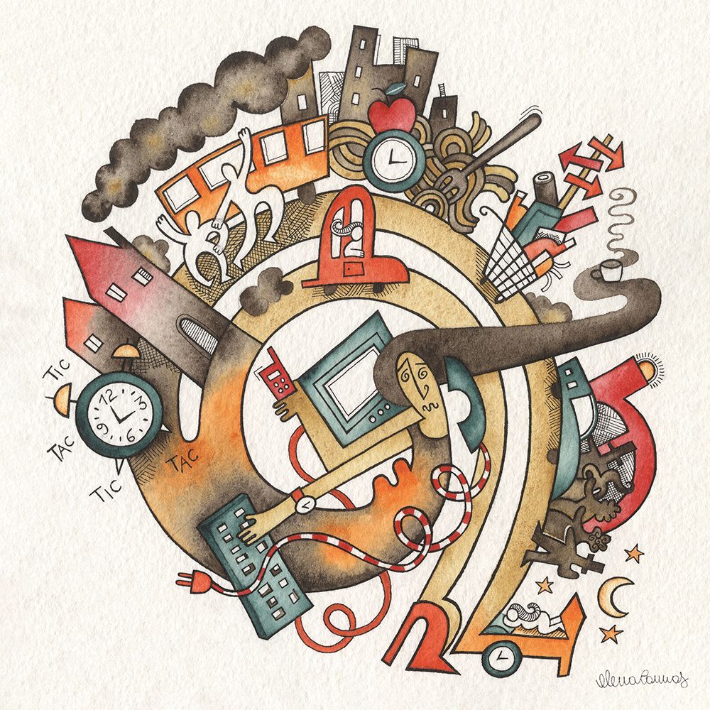 Everyday Life in Chaotic Polluted City art print by Elena Cannas for $57.95 CAD