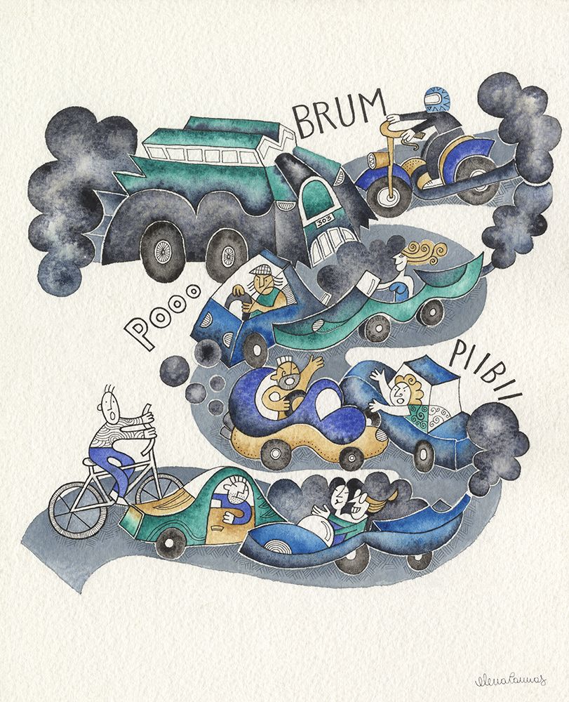 City Traffic Jam art print by Elena Cannas for $57.95 CAD