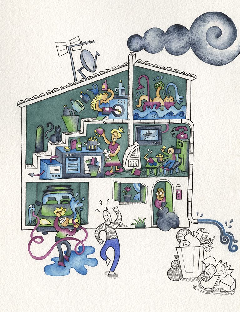 Family in a Crowded House I art print by Elena Cannas for $57.95 CAD