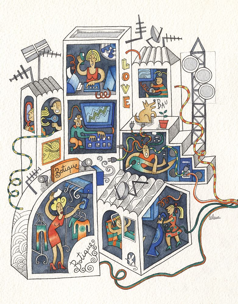 Electricity supply in the city art print by Elena Cannas for $57.95 CAD