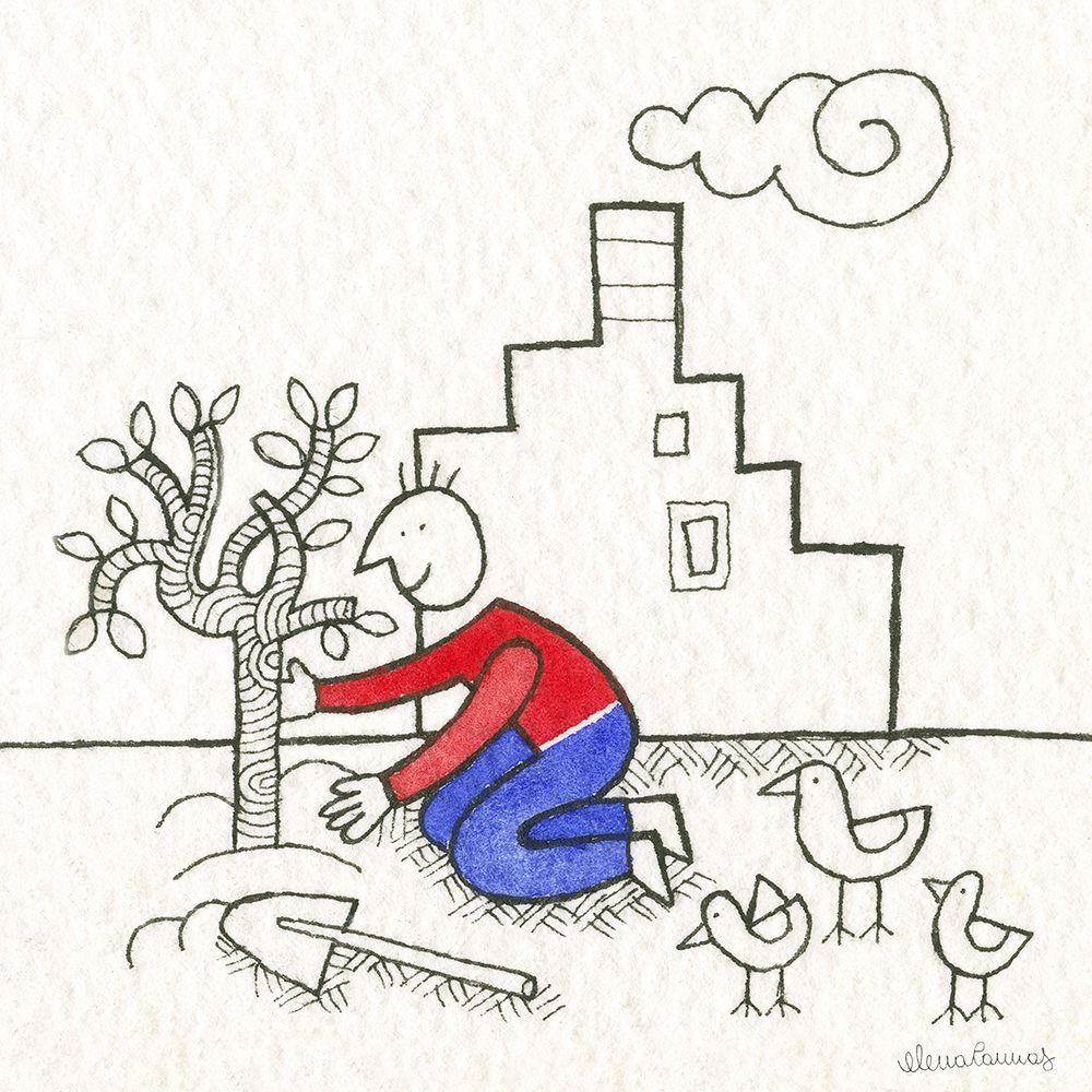 Man Planting a Tree art print by Elena Cannas for $57.95 CAD