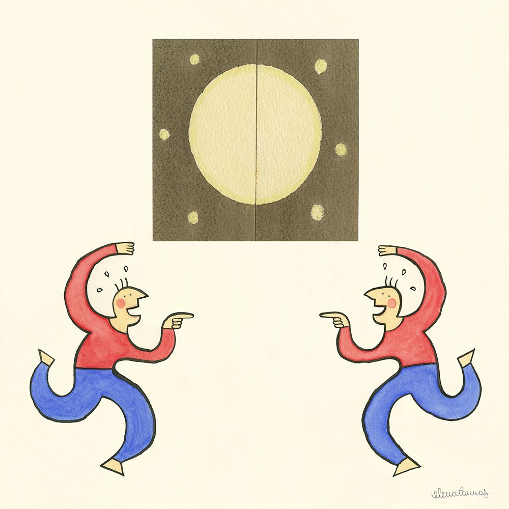 Two Dancing Men one in forn of the other art print by Elena Cannas for $57.95 CAD