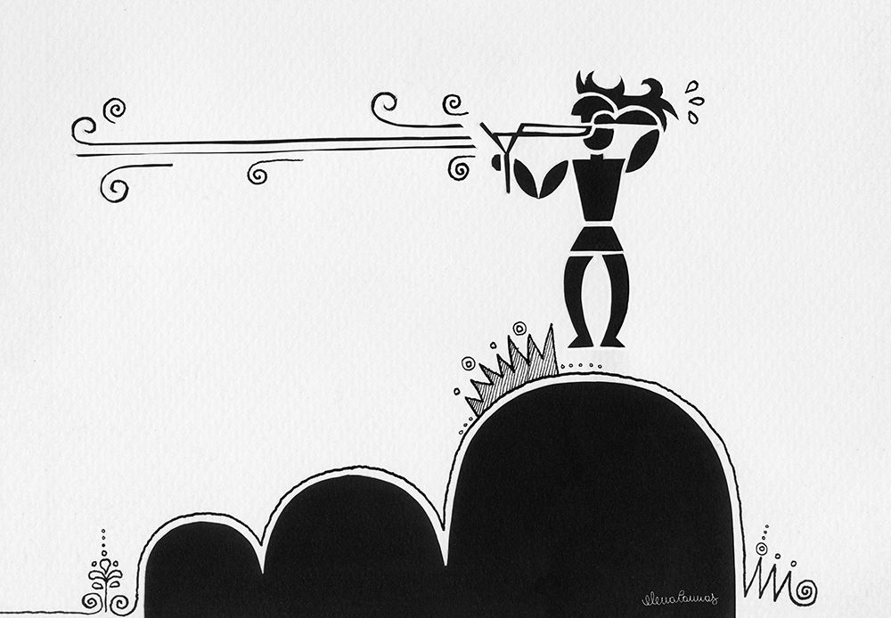 Man on a Hill with a Sling art print by Elena Cannas for $57.95 CAD