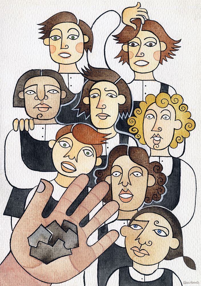 Children in School Uniform art print by Elena Cannas for $57.95 CAD