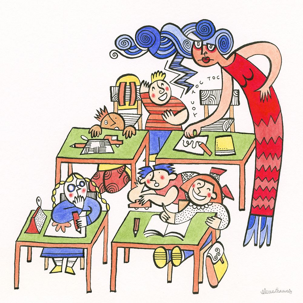 Teacher and Noisy Children in the Classroom art print by Elena Cannas for $57.95 CAD