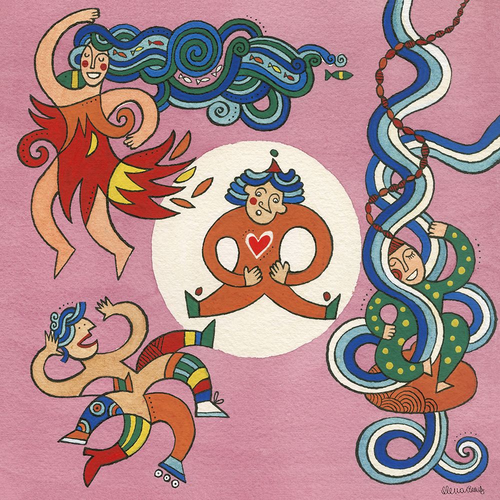 Multicoloured Happy Clowns art print by Elena Cannas for $57.95 CAD