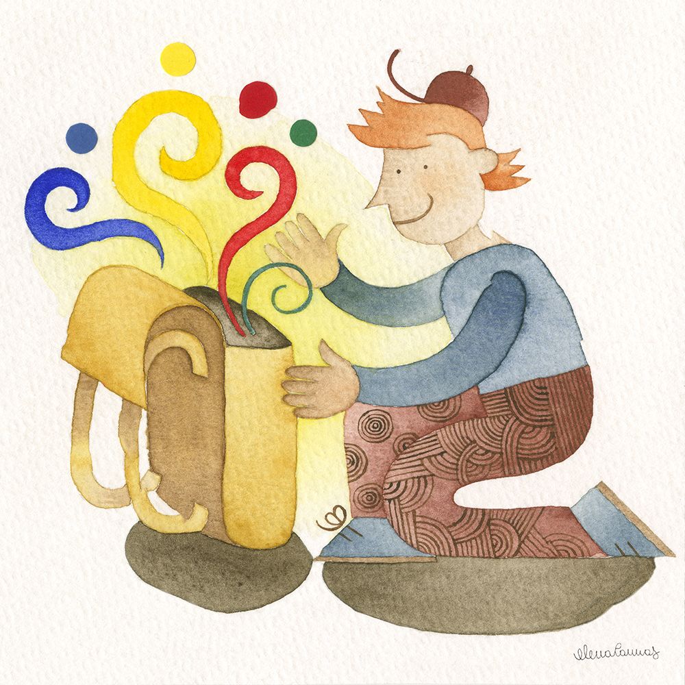 Boy Opening his Magic Backpack art print by Elena Cannas for $57.95 CAD