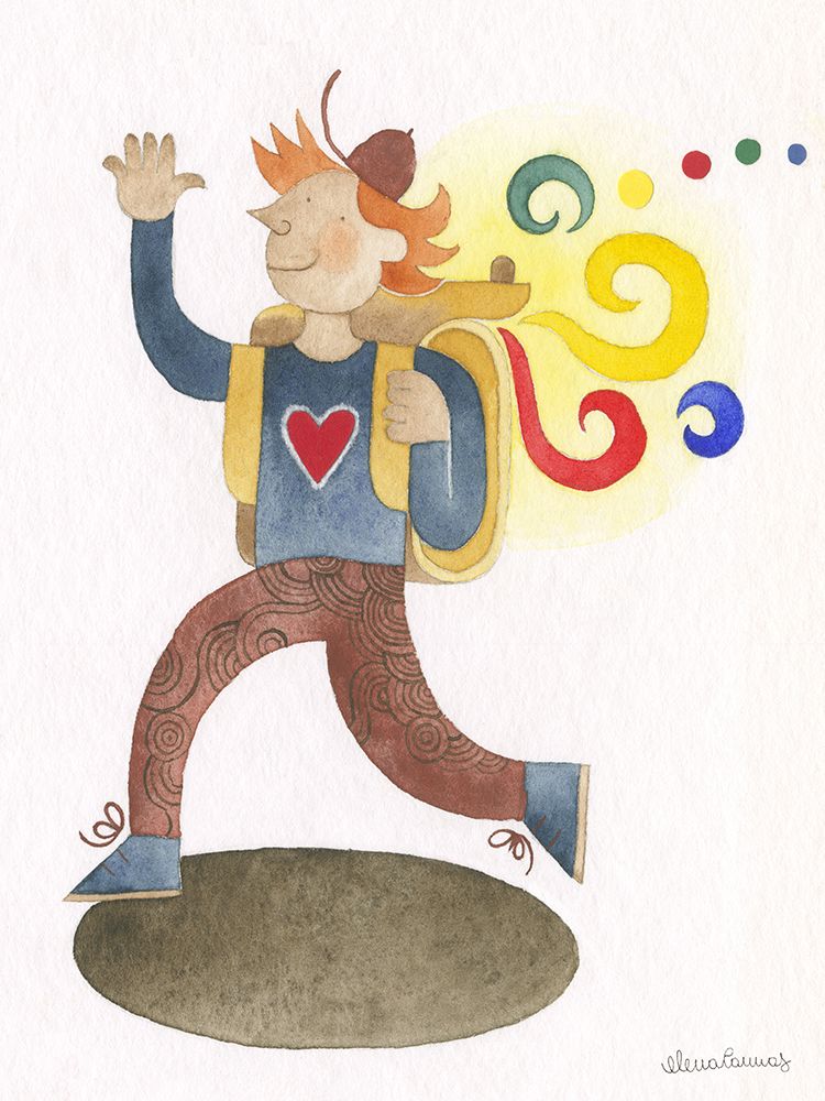 Happy Boy Walking With Backpack II art print by Elena Cannas for $57.95 CAD