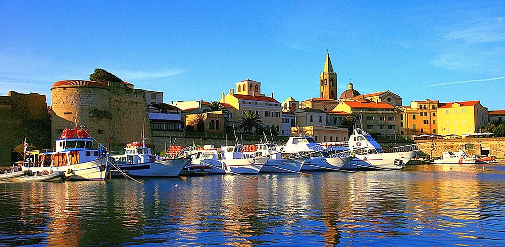 Alghero-sunrise-panorama-port art print by Salvatore Esposito for $57.95 CAD