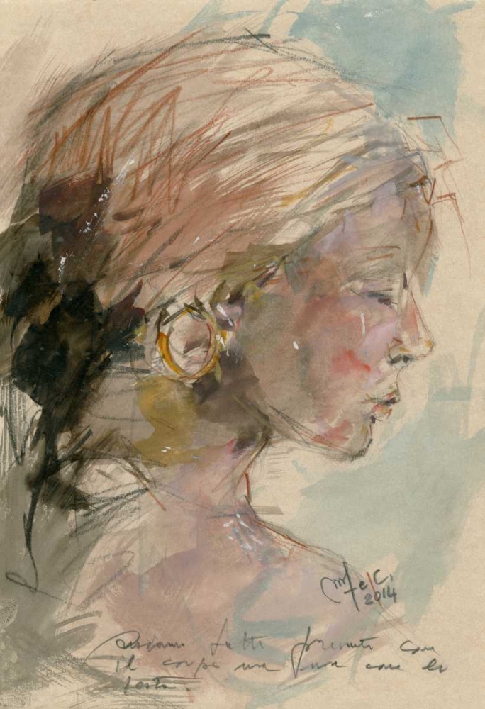Woman with turban and earring art print by Maria Nella Fadda for $57.95 CAD
