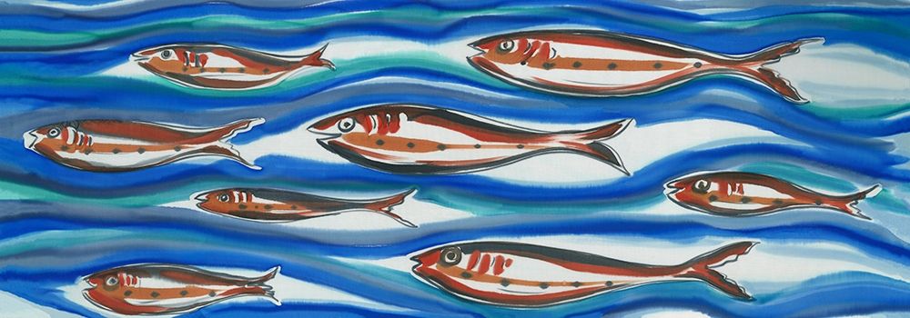 Relaxing swimming fishes on silk art print by anonymous for $57.95 CAD
