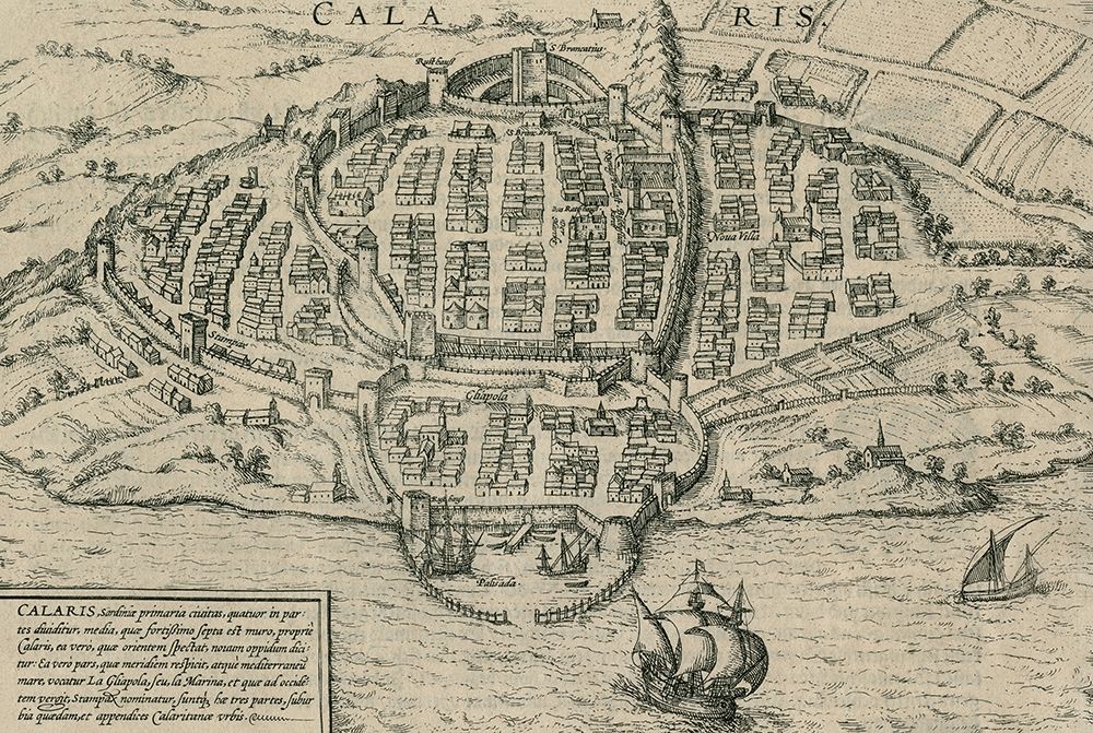 Ancient View of the mediterranean city of Cagliari in Sardinia art print by anonymous for $57.95 CAD