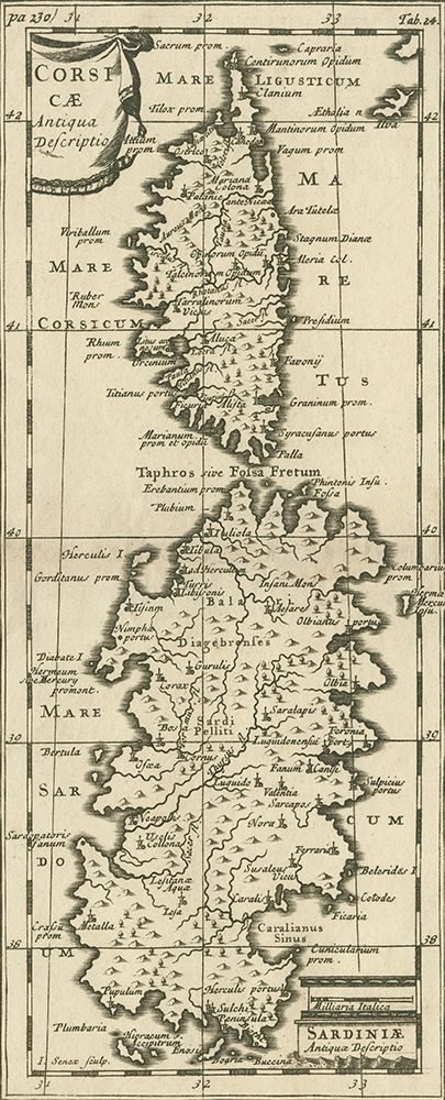 Ancient map of mediterranean Sea with corsican and sardinia island art print by anonymous for $57.95 CAD