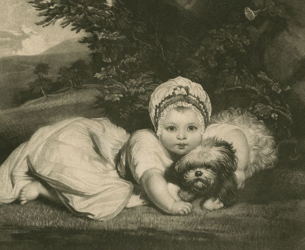 Little Girl with Dog art print by anonymous for $57.95 CAD