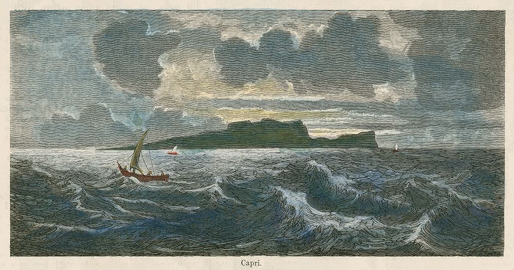 Capri Island with boat art print by anonymous for $57.95 CAD