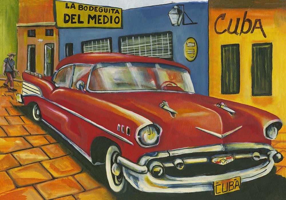 Red car in Cuba art print by anonymous for $57.95 CAD