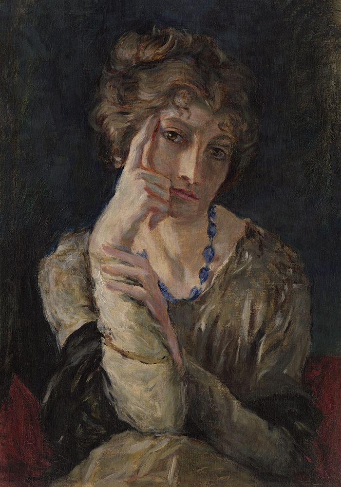 Woman Portrait with blue necklace art print by anonymous for $57.95 CAD