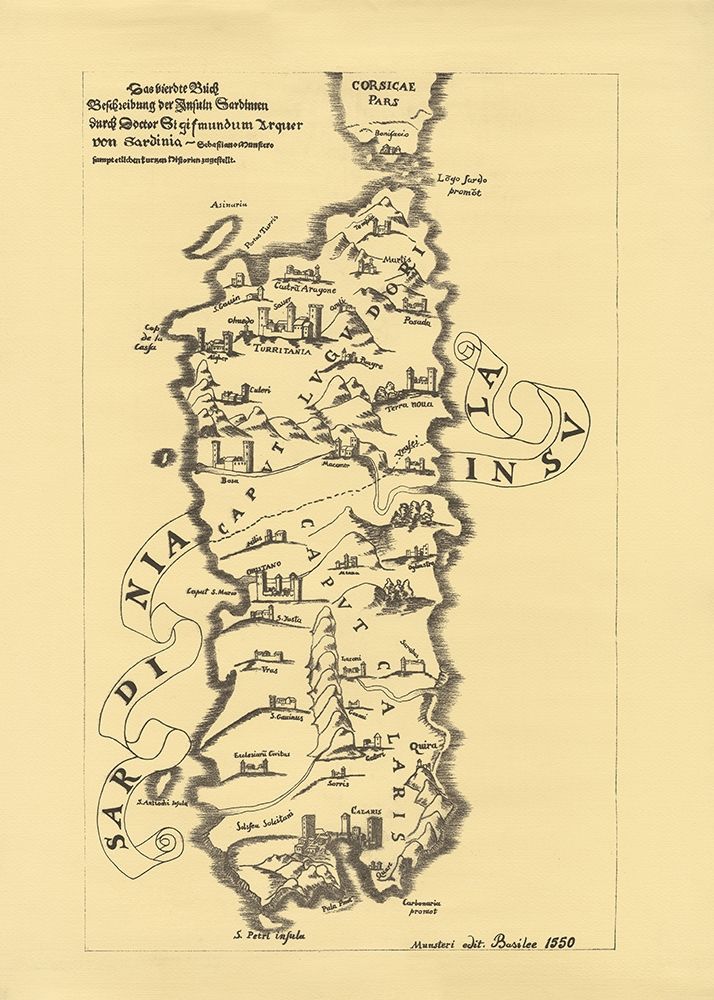 Sardinia Island Map art print by anonymous for $57.95 CAD