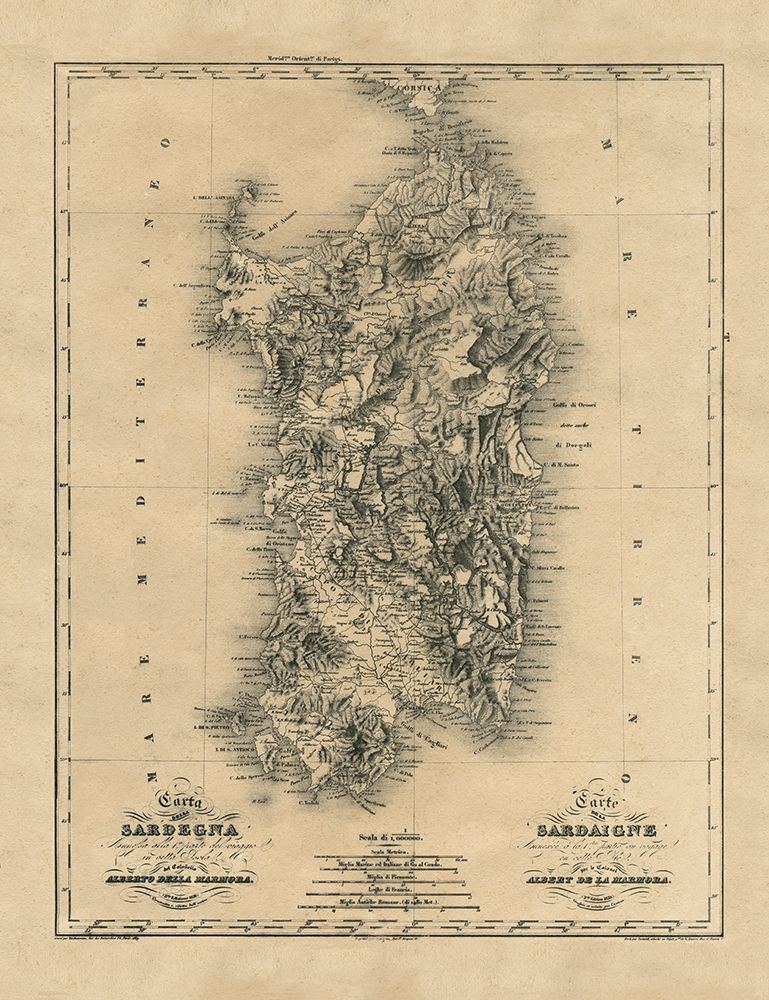 Ancient Map Sardinia Island Mediterranean Sea art print by Archivio for $57.95 CAD