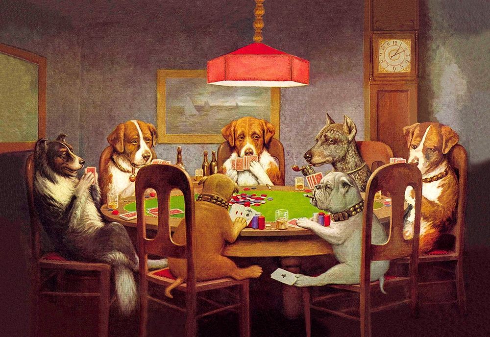 Dogs playing cards art print by Archivio for $57.95 CAD