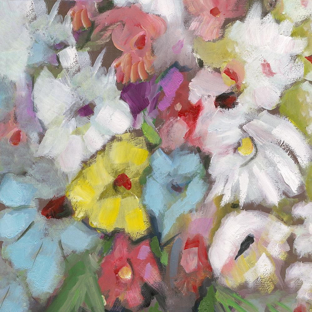 Pink tourquoise yellow white flowers art print by Archivio for $57.95 CAD