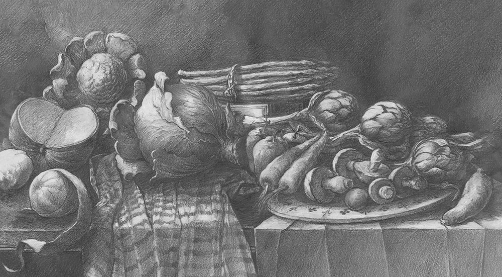 Still Life Fruit Vegetables ancient art print by Archivio for $57.95 CAD
