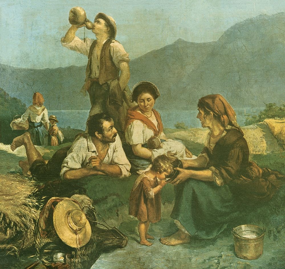People Farmer drinking eating countryside art print by Archivio for $57.95 CAD