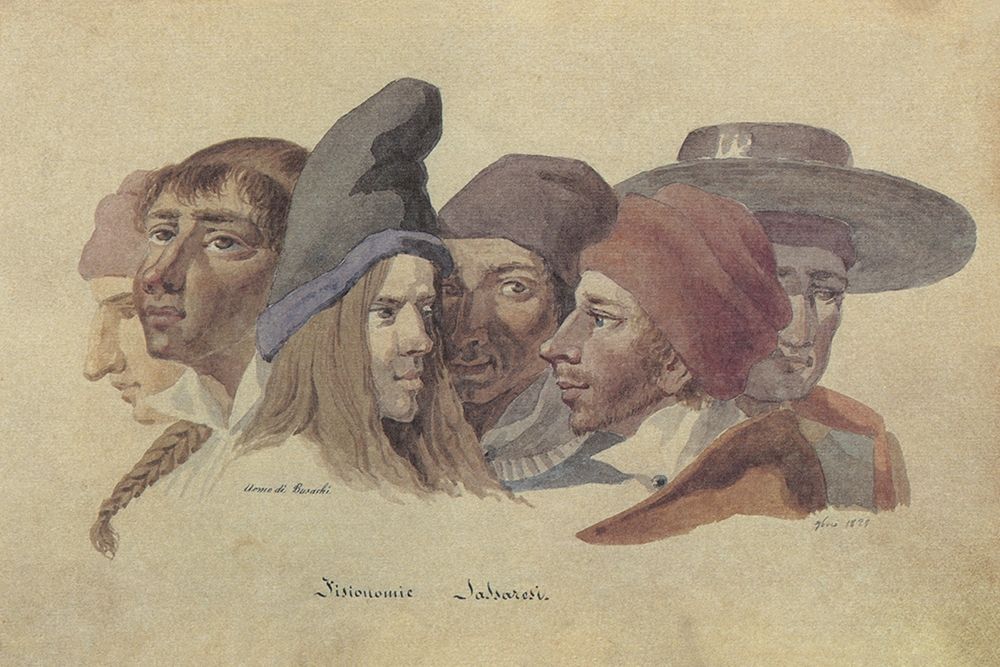 Sassari People faces ancient portraits art print by Cominotti Giuseppe for $57.95 CAD