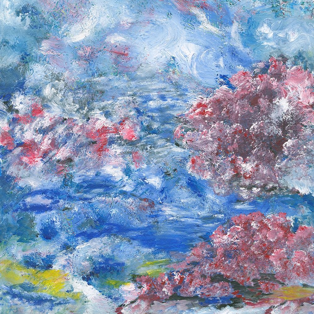 Abstract Lilac Waterlilies in the blue water II art print by Anonymous for $57.95 CAD
