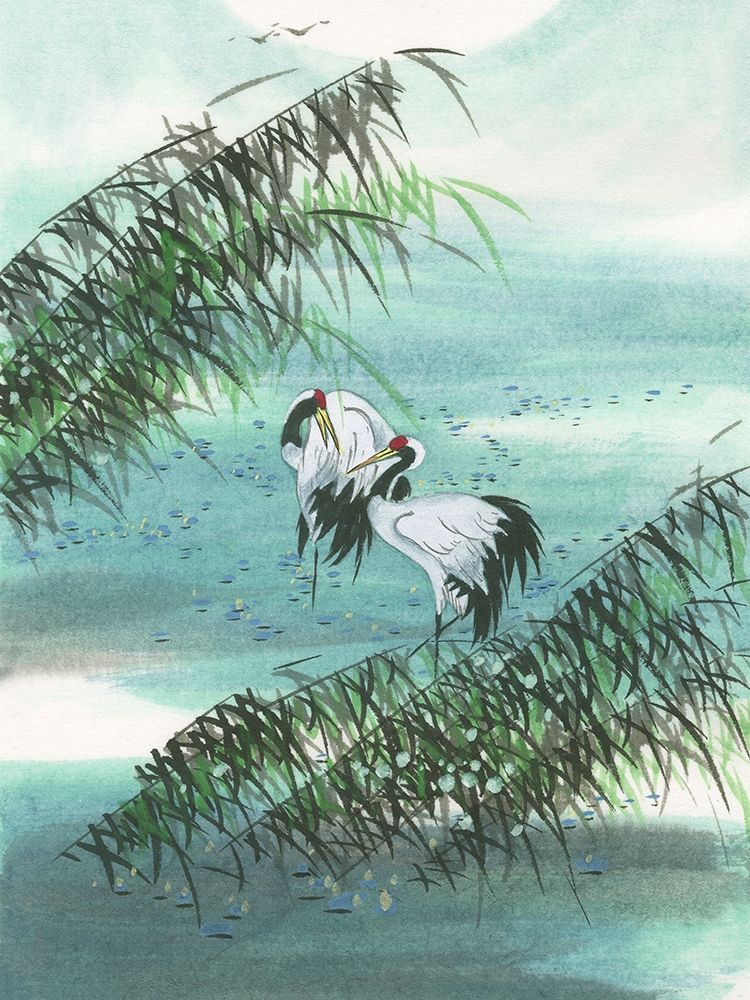 Pond with storks and branches art print by Anonymous for $57.95 CAD