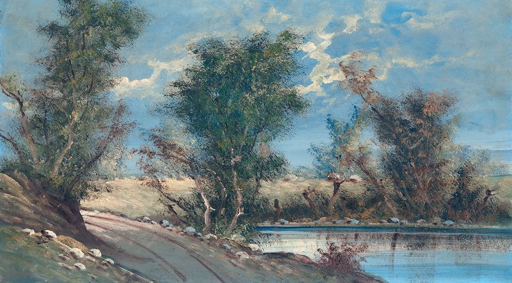 Relaxing lake with trees art print by Anonymous for $57.95 CAD