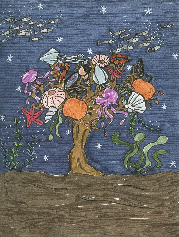 Shells, fishes and Seaweed on Seabed art print by Alessia Meloni for $57.95 CAD