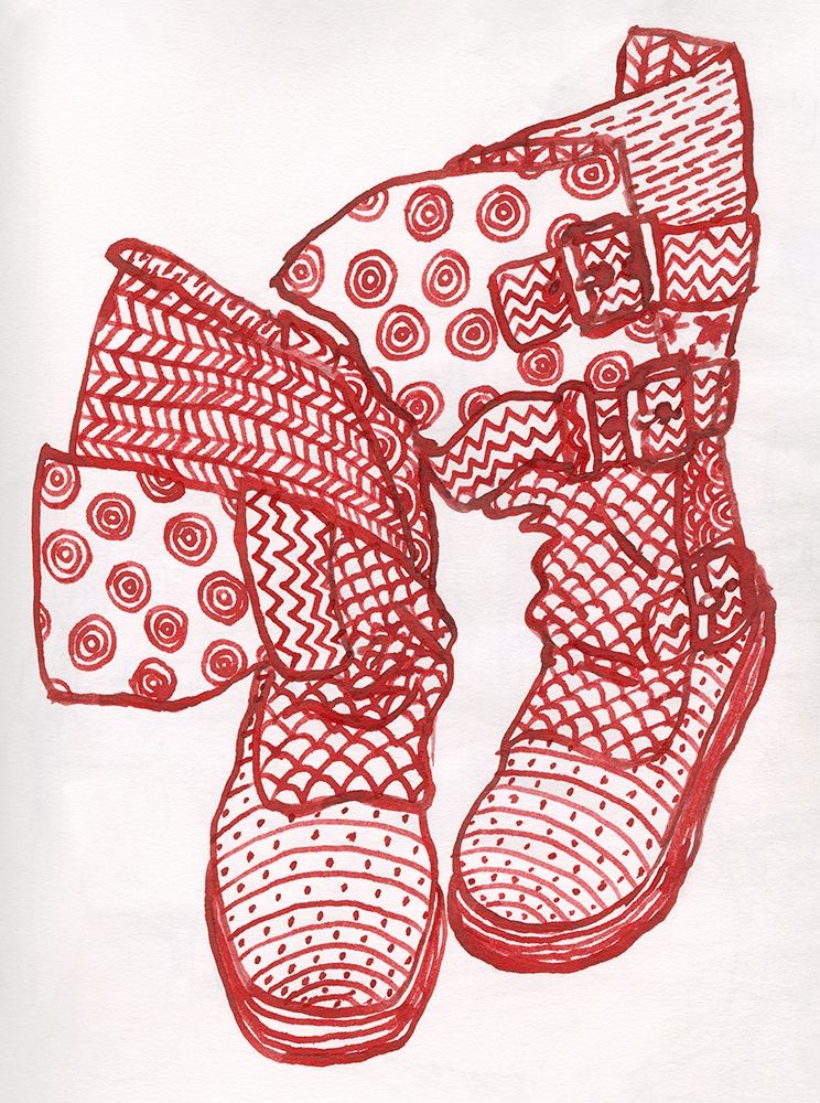 Pop Red Decorated DM Boots art print by Alessia Meloni for $57.95 CAD