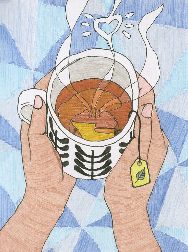 Cup of hot tea on blue art print by Alessia Meloni for $57.95 CAD