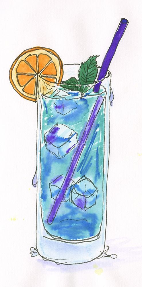 Cold Drink Glass with ice and orange art print by Alessia Meloni for $57.95 CAD