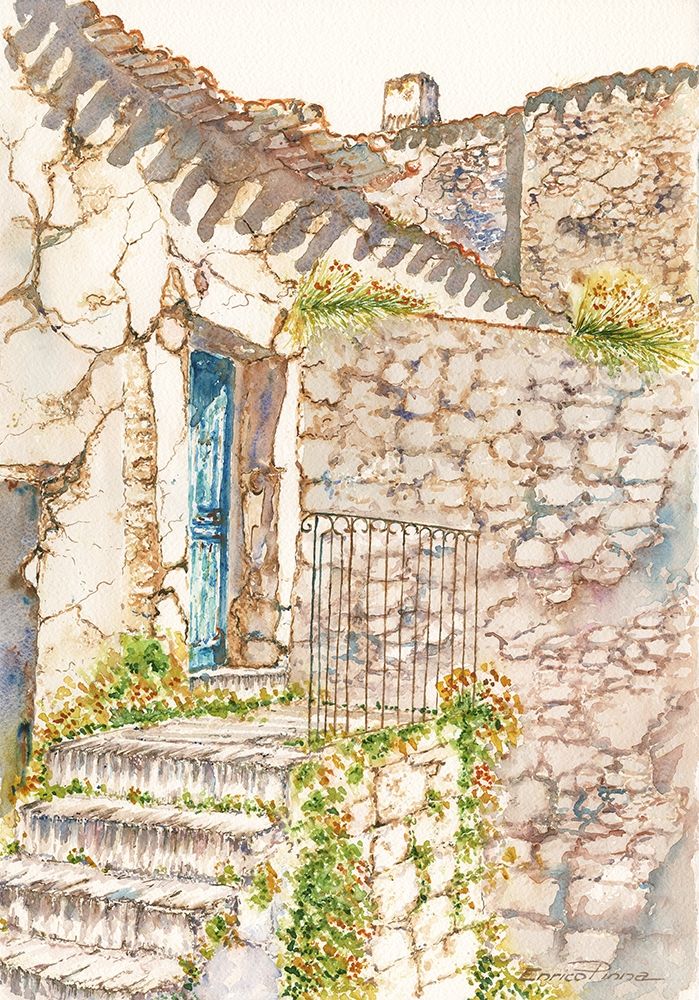 Sardinia-cottage-italy-life-watercolor art print by Enrico Pinna for $57.95 CAD