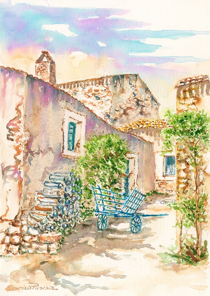 Village street with old houses art print by Enrico Pinna for $57.95 CAD