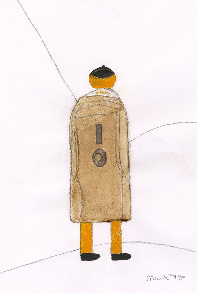 Turned Away men with trench coat art print by Nicola Roppo for $57.95 CAD