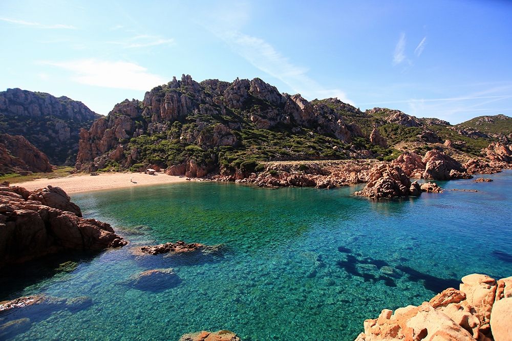 Crystalline Sea surrodunded by rocky hills Sardinia art print by Saiu Giovanni for $57.95 CAD