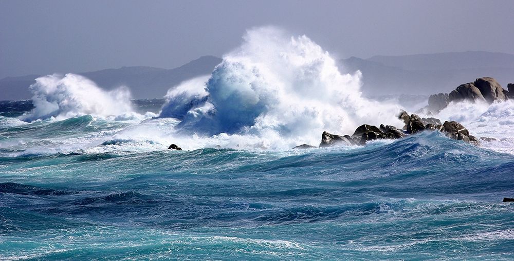 Majestic blue and teal waves crushing art print by Saiu Giovanni for $57.95 CAD