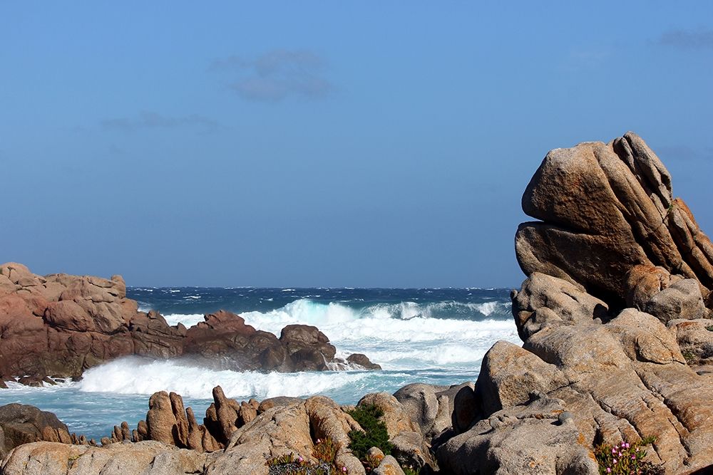 Jagged rocks and blue sea in sardinia Island art print by Giovanni Saiu for $57.95 CAD