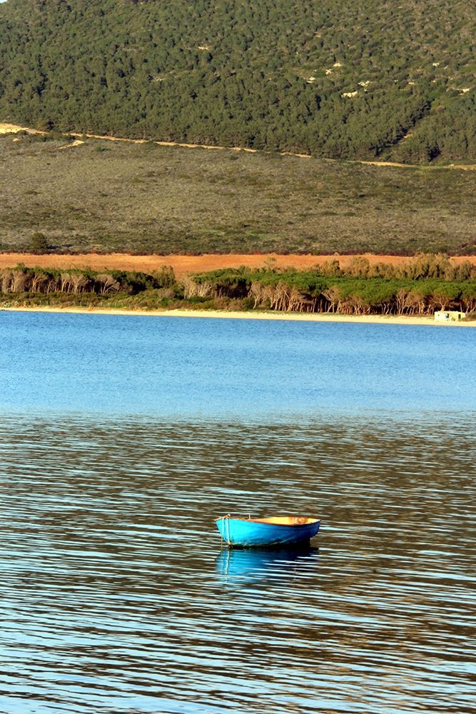 Lonely Blue boat in the gulf art print by Giovanni Saiu for $57.95 CAD