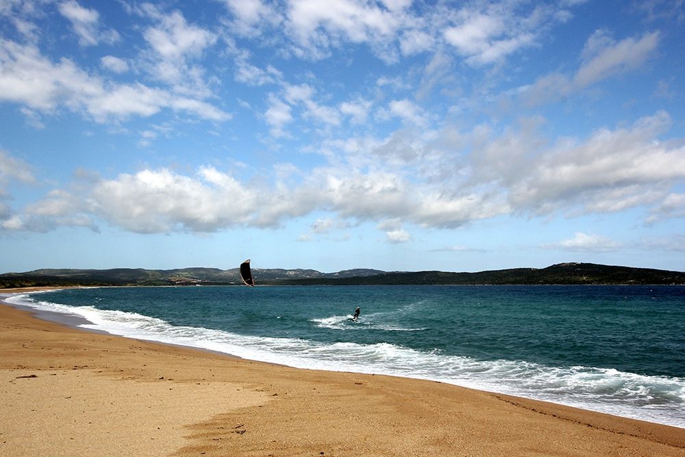 Kite Surf in the sardinian sea under a cloudy sky art print by Giovanni Saiu for $57.95 CAD