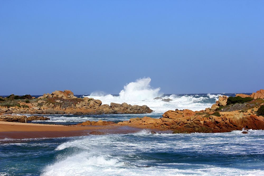 Stunning waves crashing on rock in sardinia island art print by Giovanni Saiu for $57.95 CAD